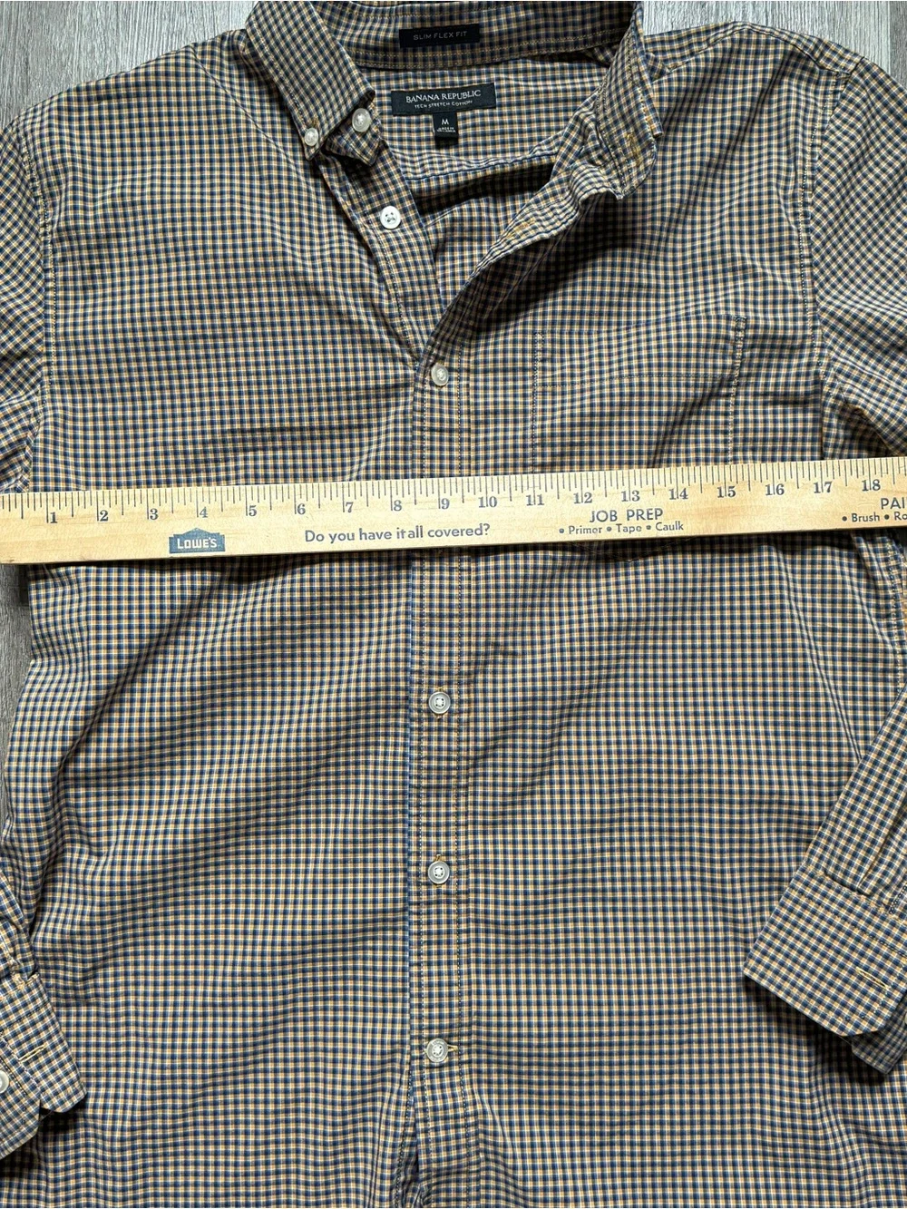 Banana Republic Men's M Blue Check Cotton Slim Flex Fit LS Button-Down -0144